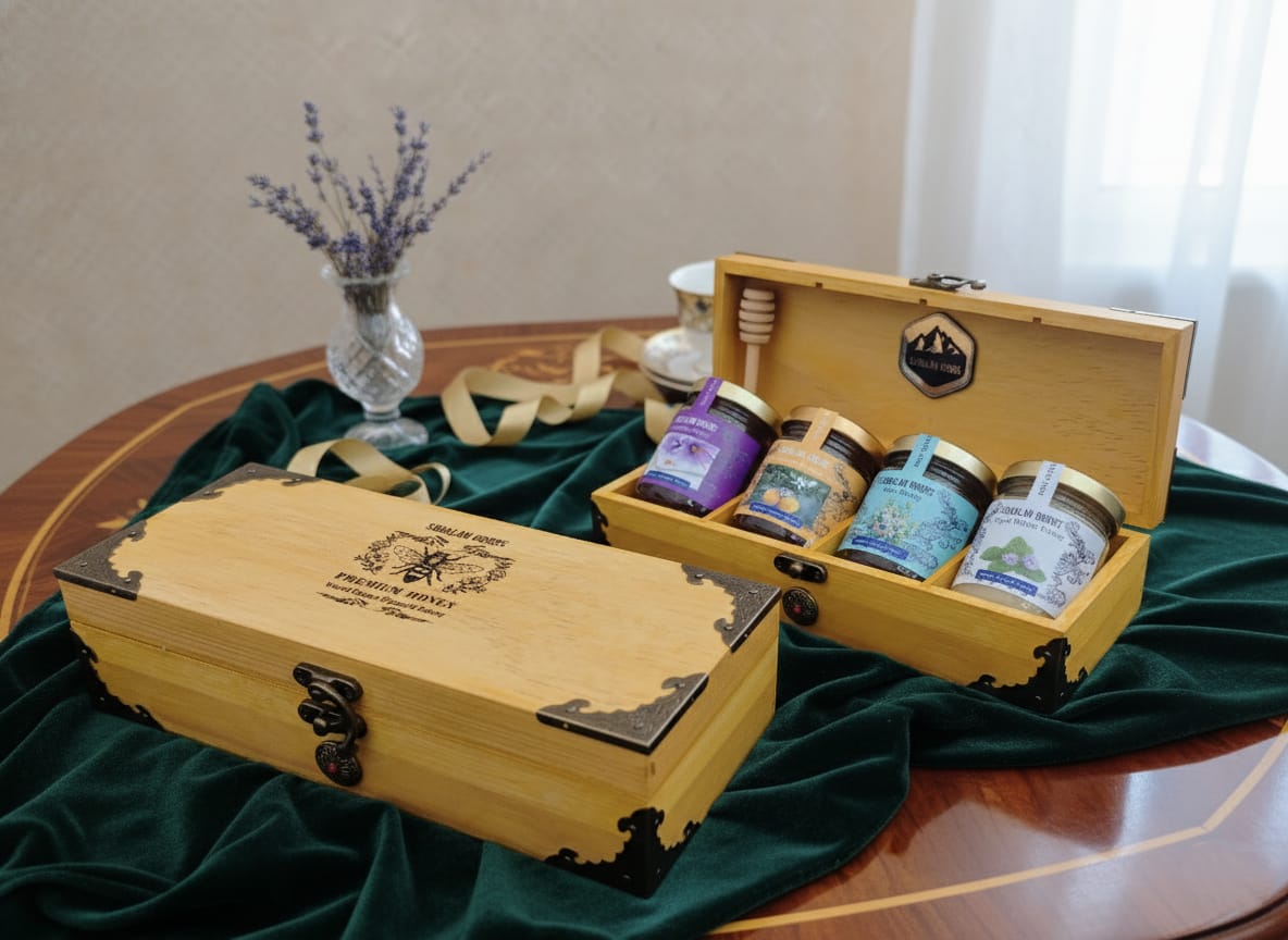 Wooden Honey Gift Box -4 Types of unique honey 110g
