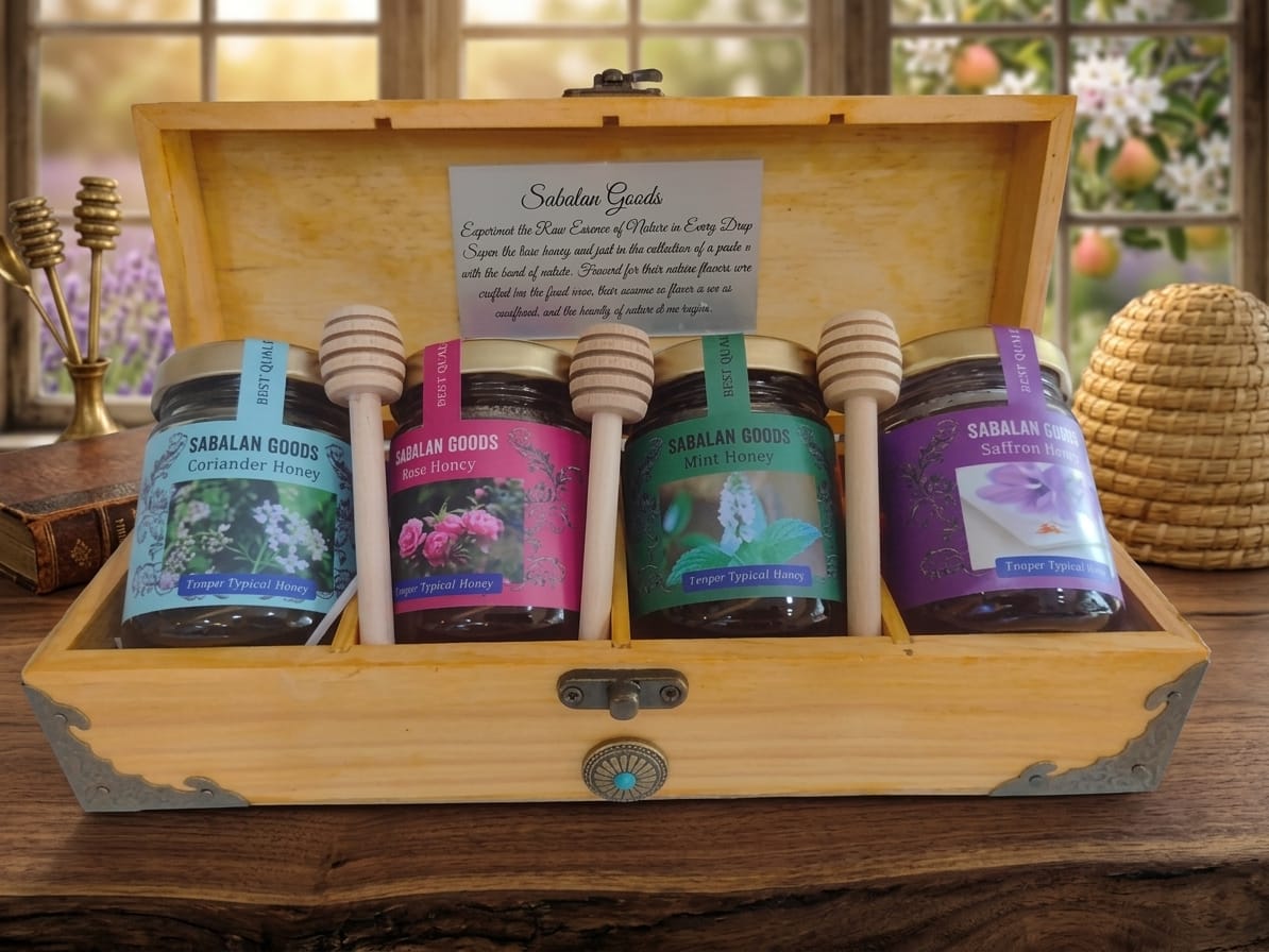 Wooden Honey Gift Box -4 Types of unique honey 110g